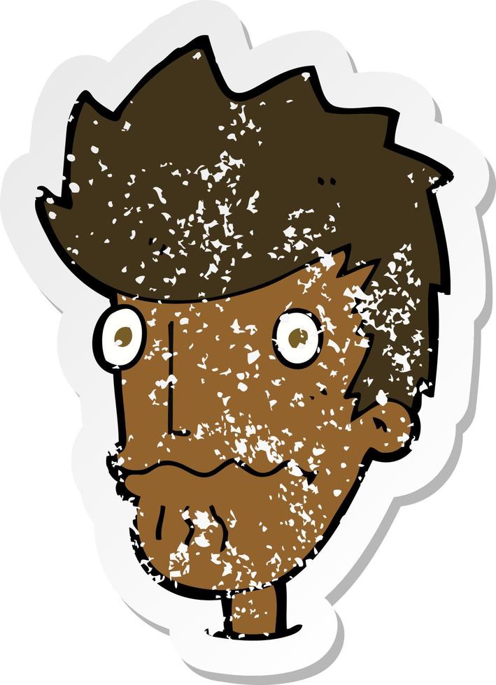 retro distressed sticker of a cartoon nervous man vector