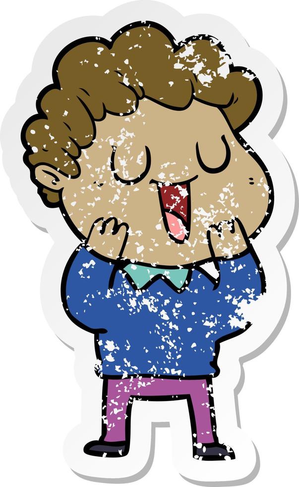 distressed sticker of a laughing cartoon man vector