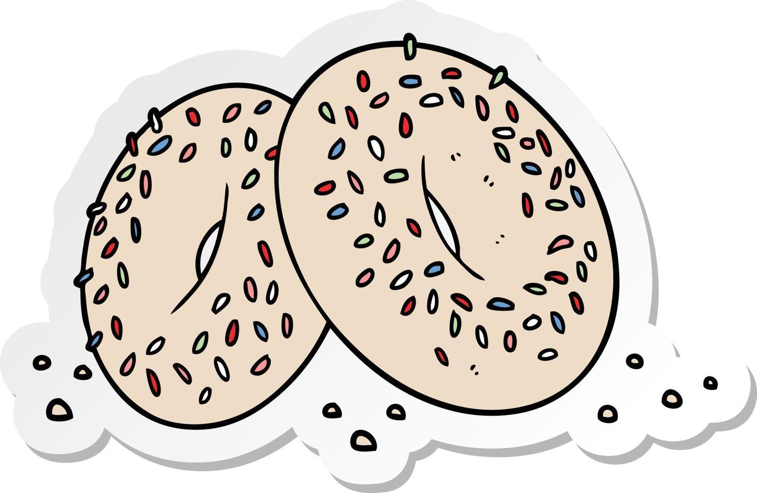 sticker of a cartoon bagels vector