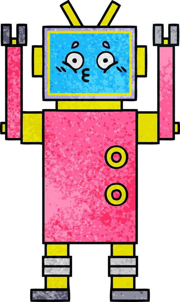 retro grunge texture cartoon robot vector