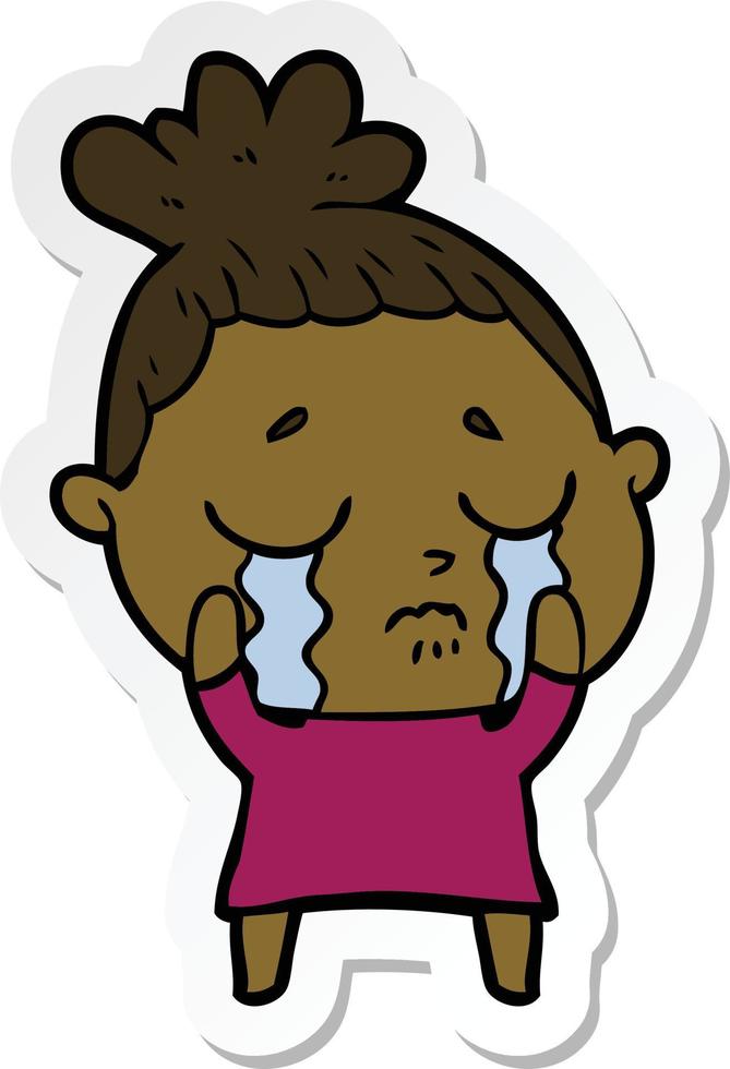 sticker of a cartoon crying woman vector