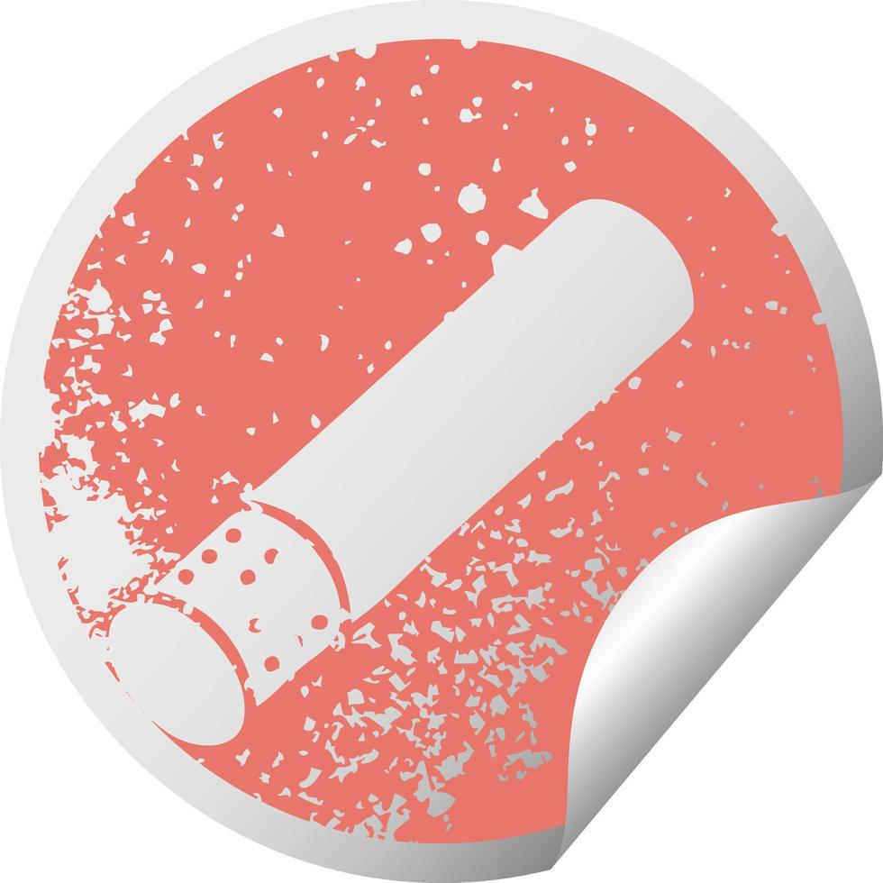 distressed circular peeling sticker symbol cigarette stick vector