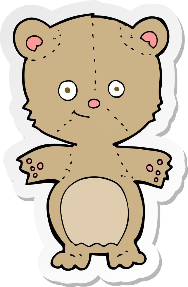 sticker of a cartoon happy teddy bear vector