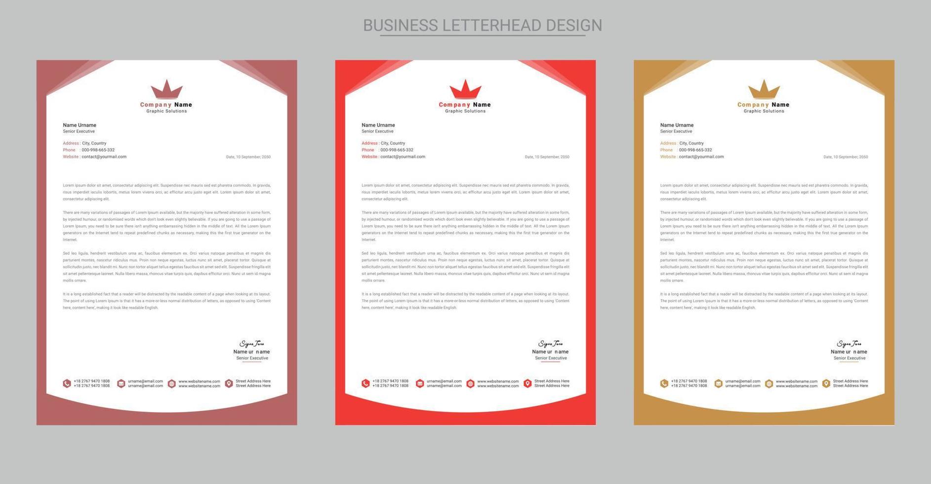 Professional creative company letterhead template design vector