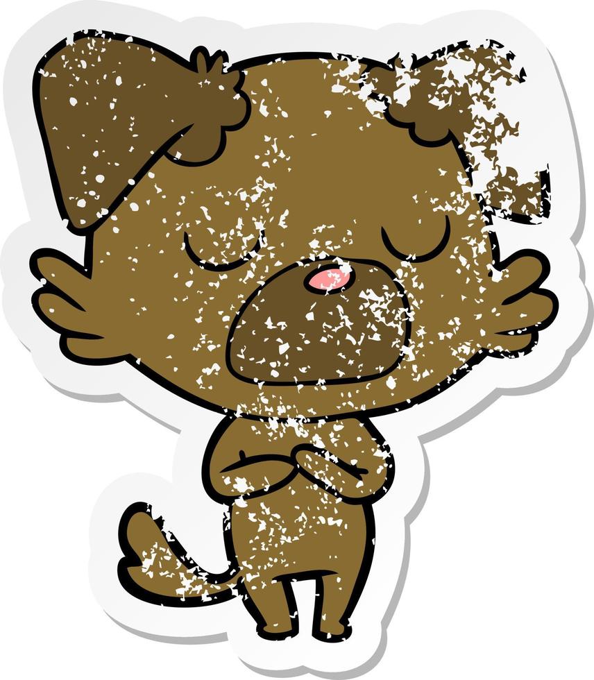 distressed sticker of a cartoon dog vector