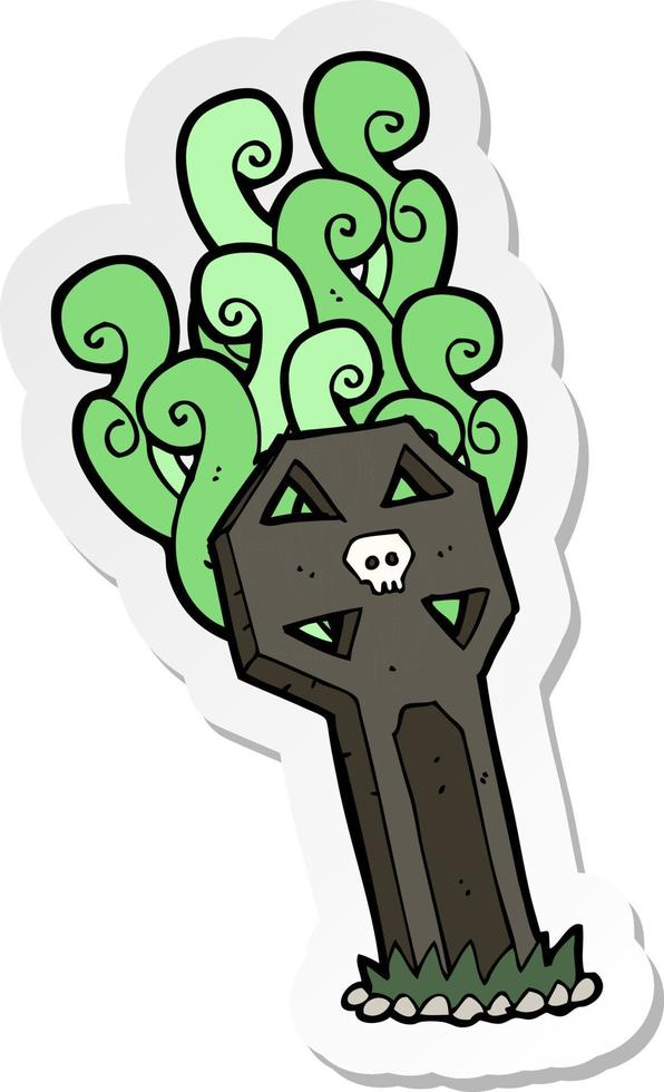 sticker of a cartoon spooky grave vector