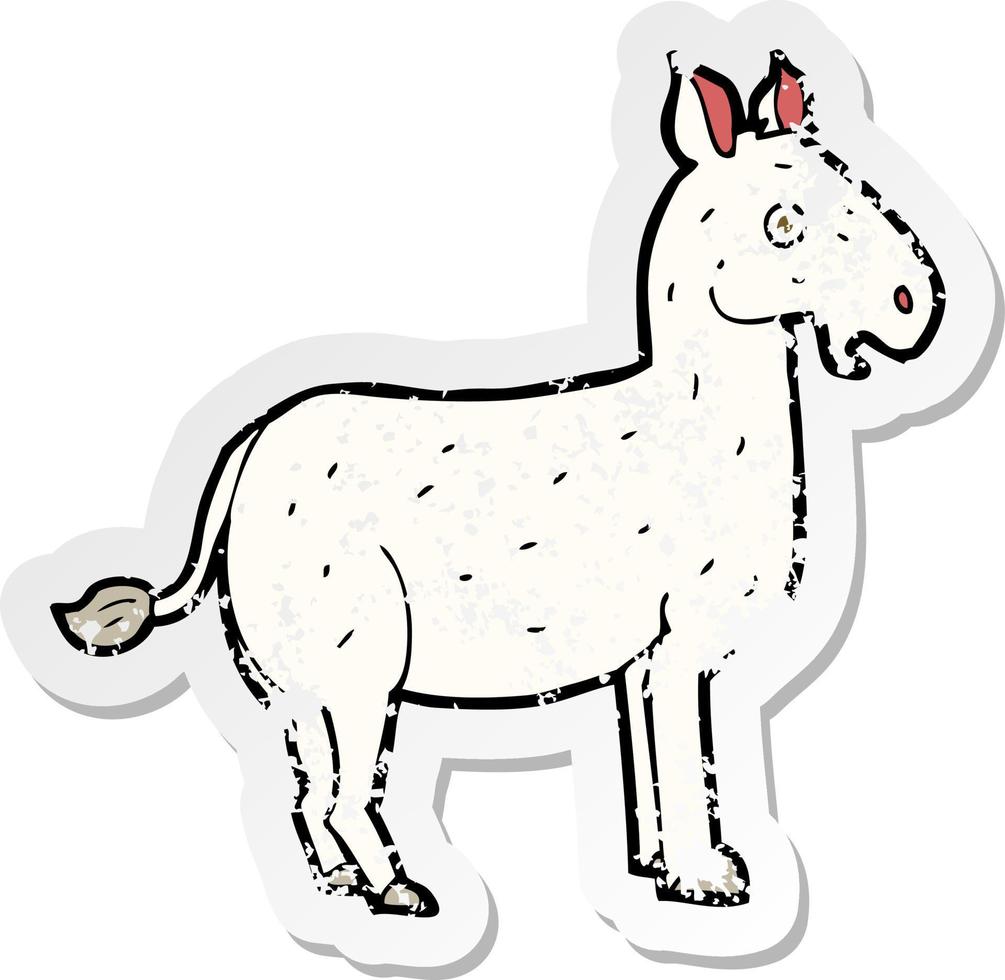 retro distressed sticker of a cartoon mule vector