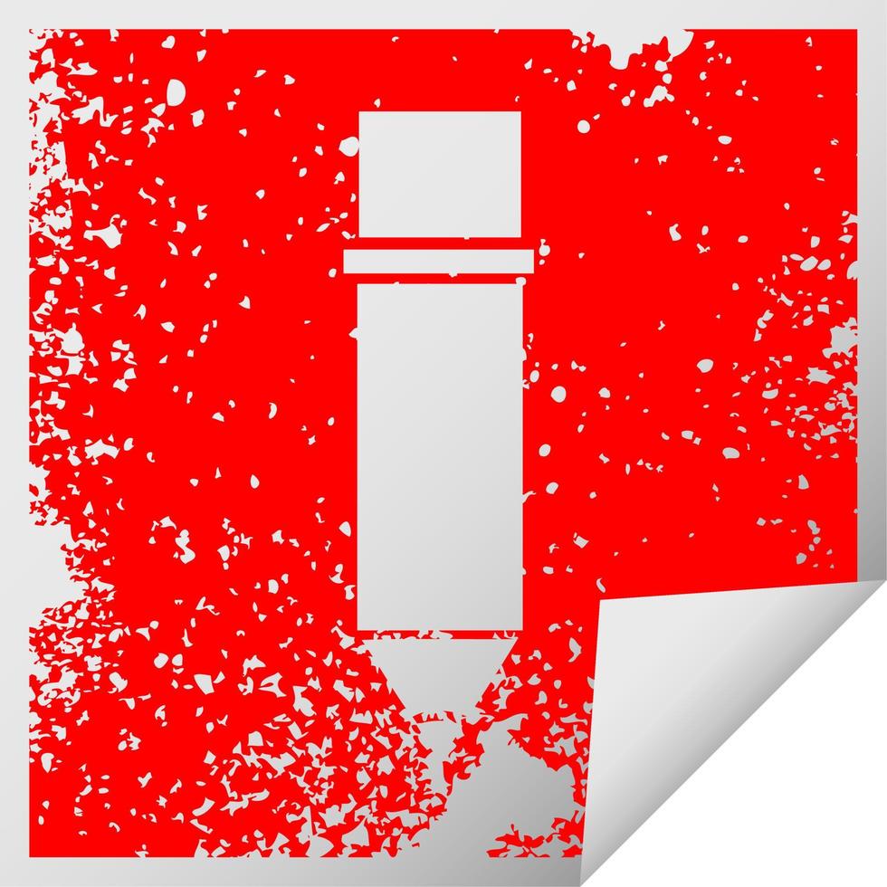 distressed square peeling sticker symbol of a pencil vector