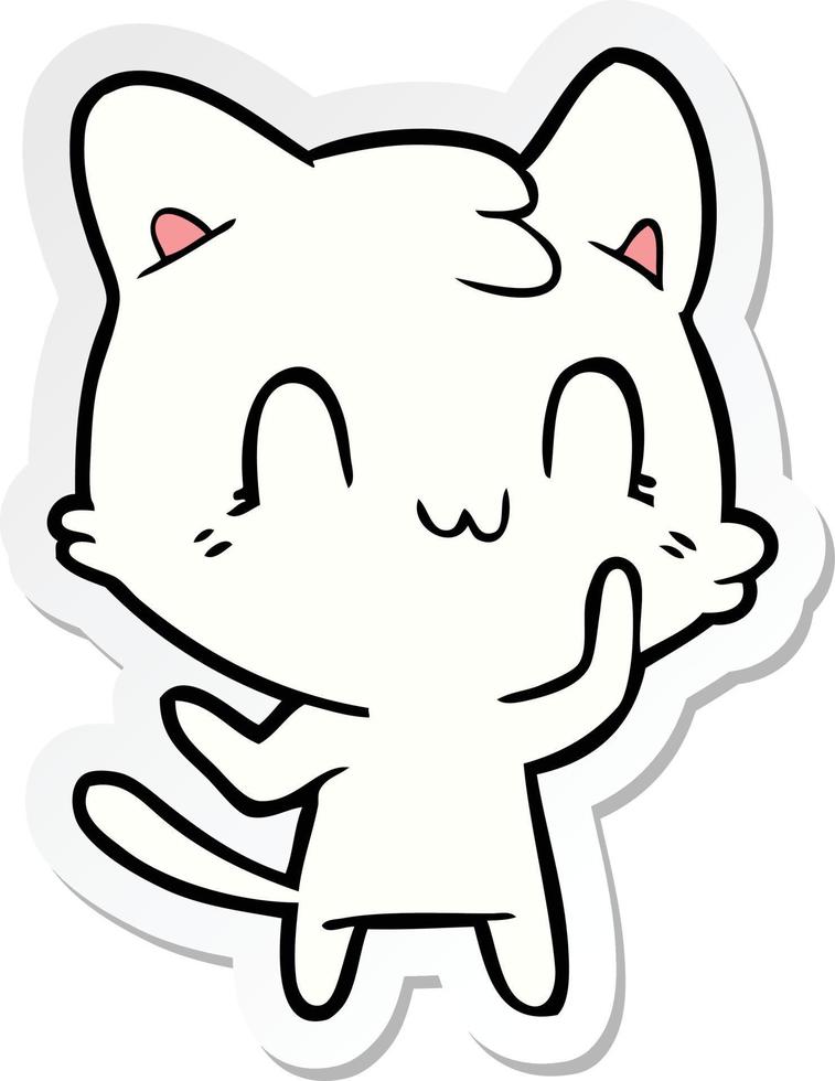 pegatina de un gato feliz de dibujos animados vector