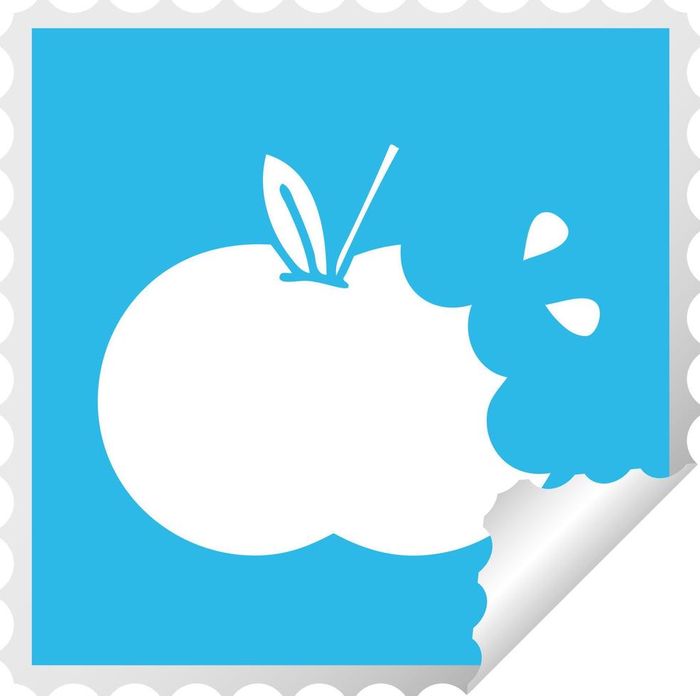 square peeling sticker cartoon juicy apple vector