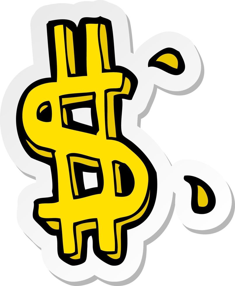 pegatina de un símbolo de dólar de dibujos animados vector