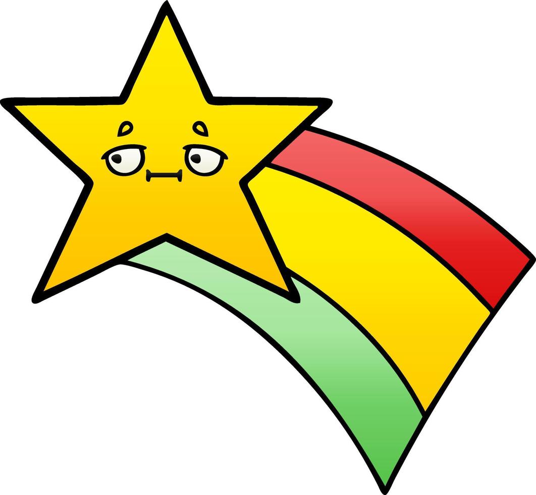 gradient shaded cartoon shooting rainbow star vector