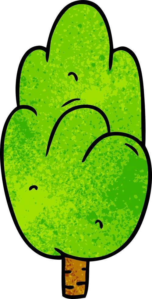 dibujos animados con textura doodle solo árbol verde vector