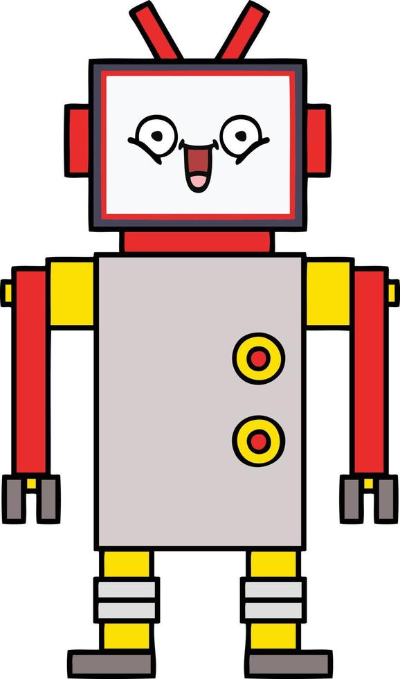 cute cartoon happy robot vector