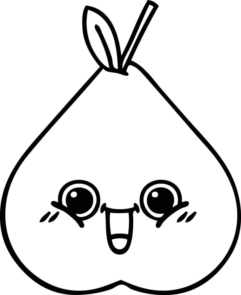 line drawing cartoon green pear vector