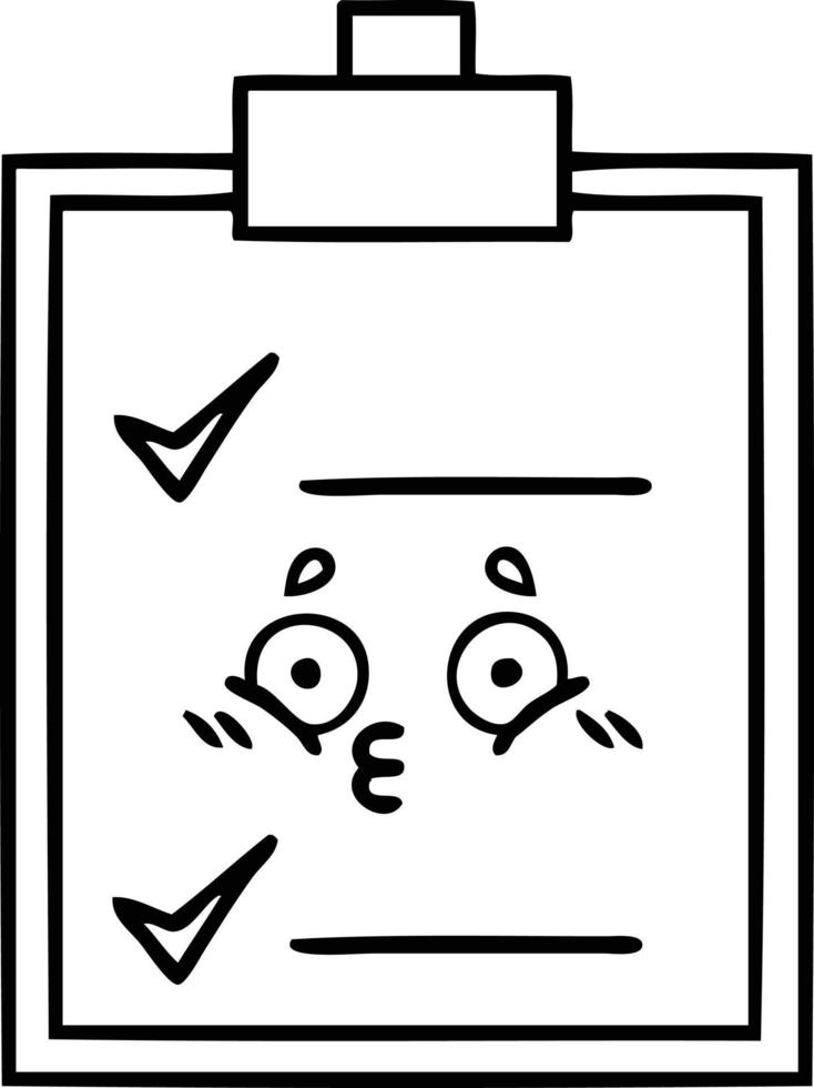 line drawing cartoon check list vector