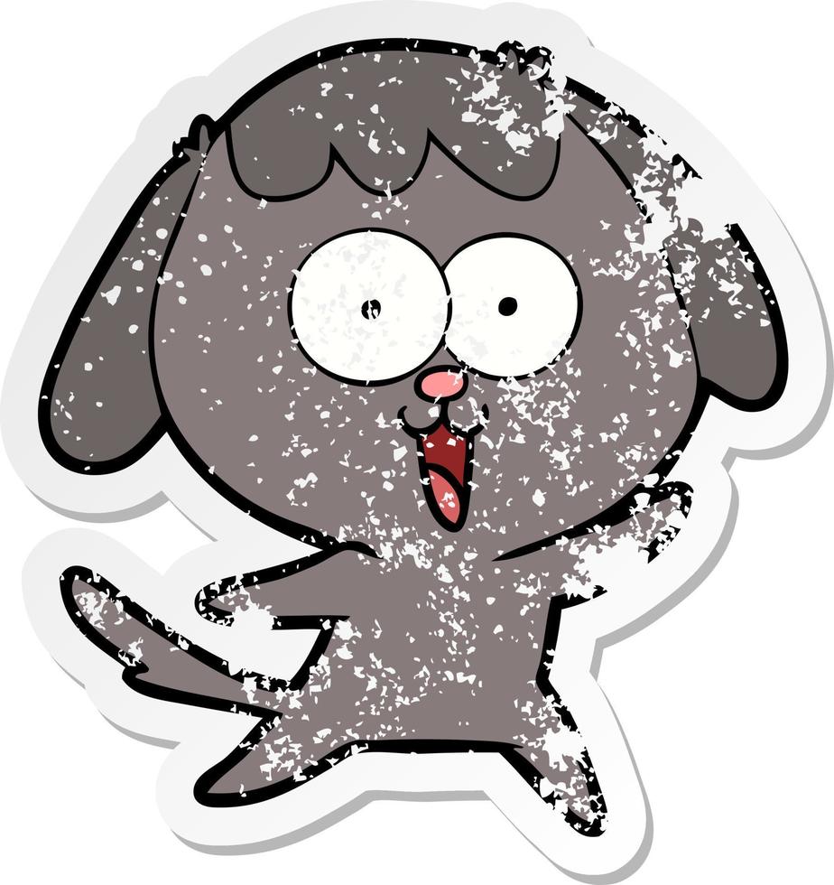 distressed sticker of a cute cartoon dog vector