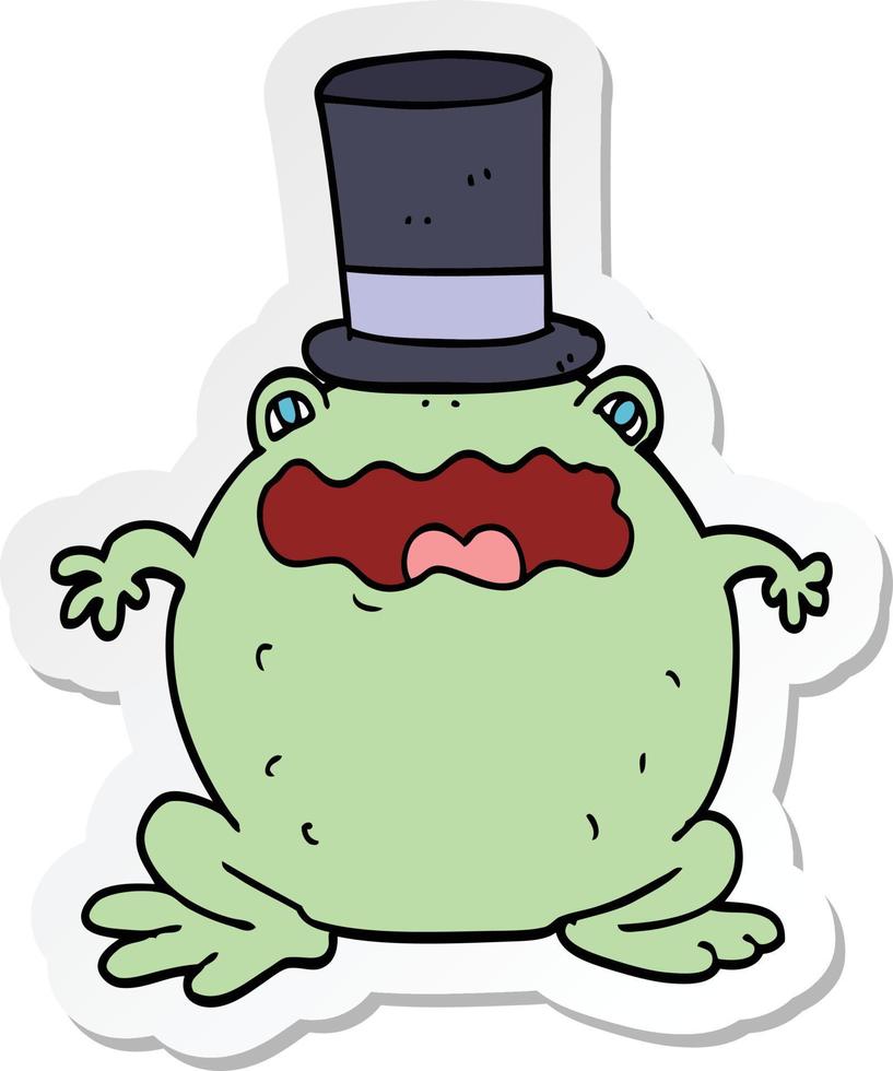 sticker of a cartoon toad wearing top hat vector