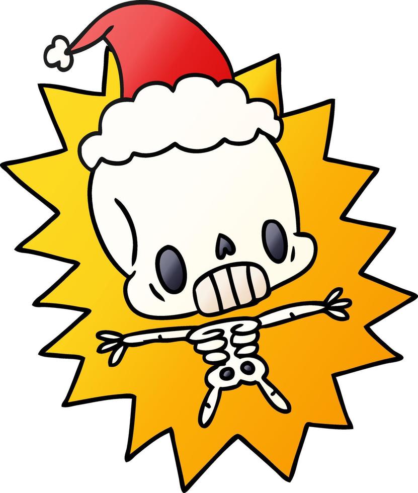 christmas gradient cartoon of kawaii skeleton vector