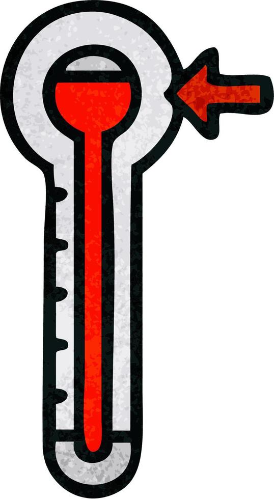 retro grunge texture cartoon hot thermometer vector