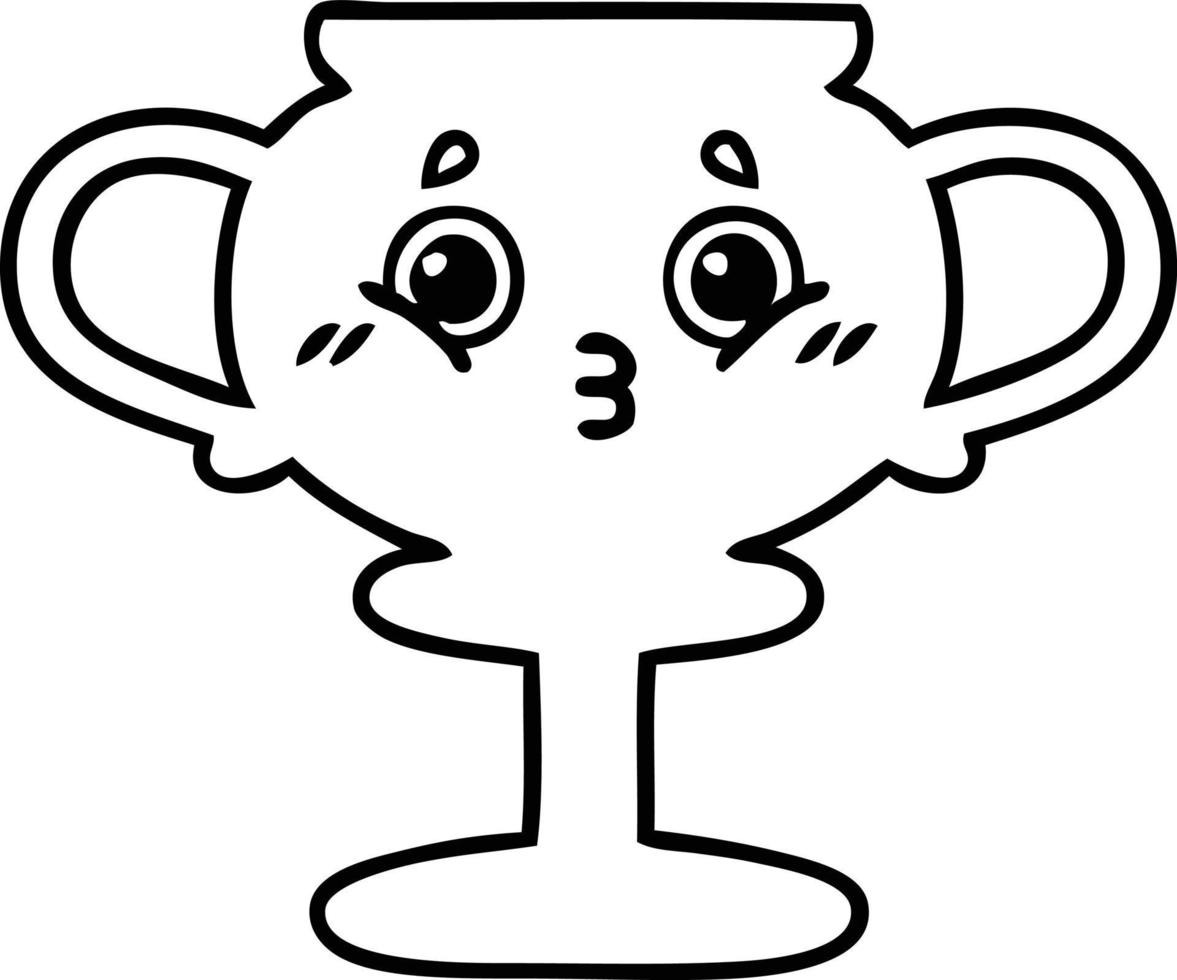 line drawing cartoon trophy vector