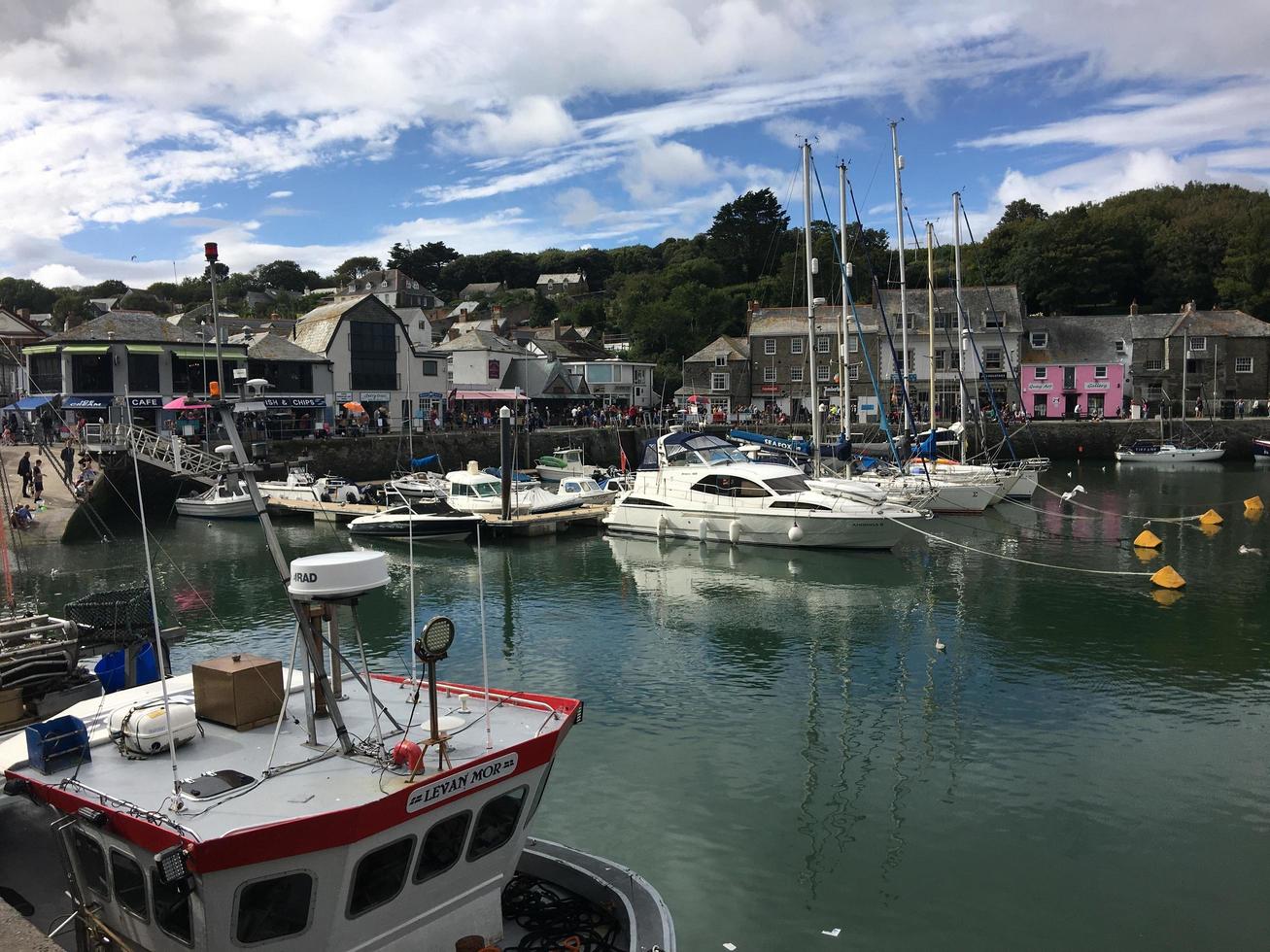 Padstow in Cornwall in August 2020. A view of Padstow Harbour showing all the fishing boats photo