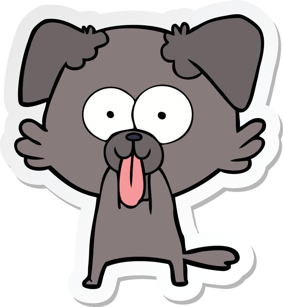 sticker of a cartoon dog with tongue sticking out vector