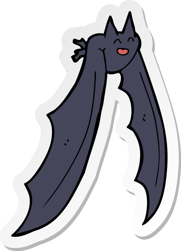 sticker of a cartoon flying bat vector