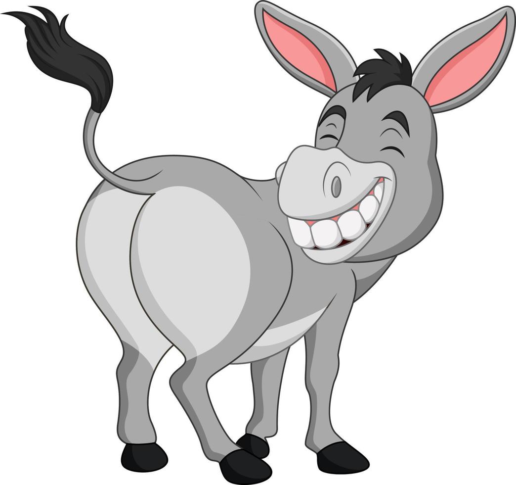 Cartoon happy donkey showing ass vector