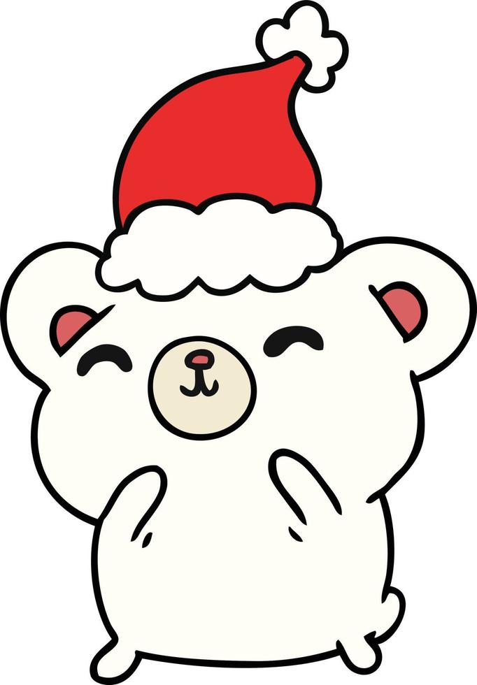 christmas cartoon of kawaii polar bear vector
