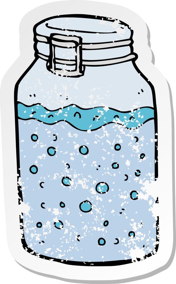 retro distressed sticker of a cartoon jar vector