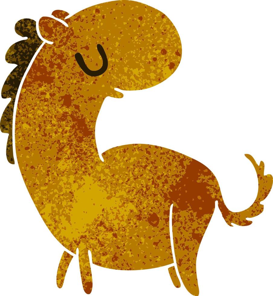 kawaii de dibujos animados retro de un lindo caballo vector