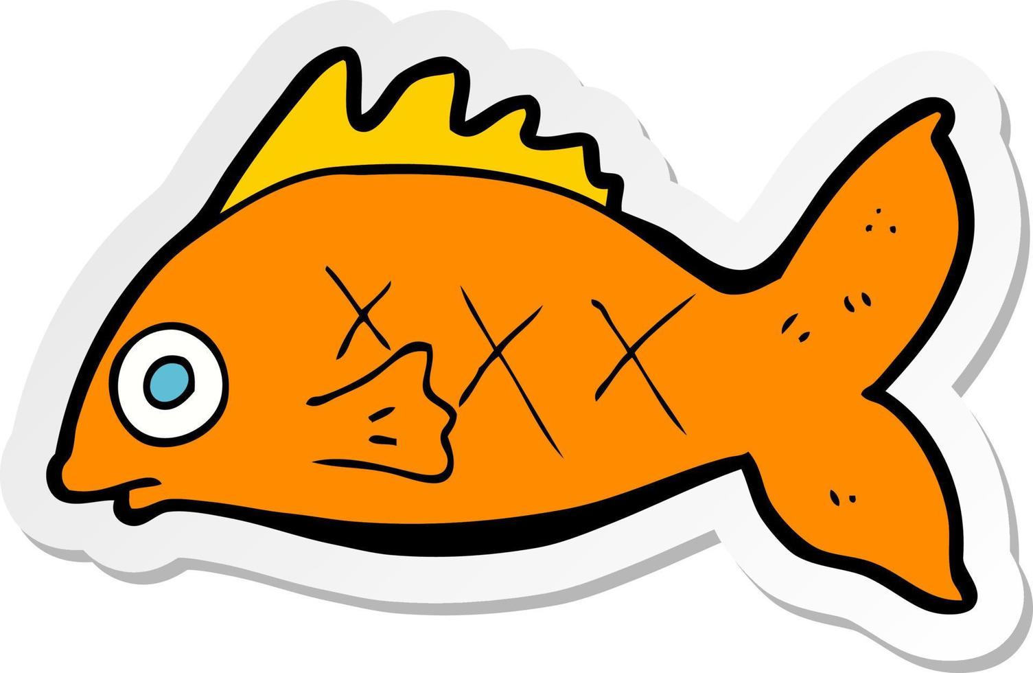 sticker of a cartoon fish vector