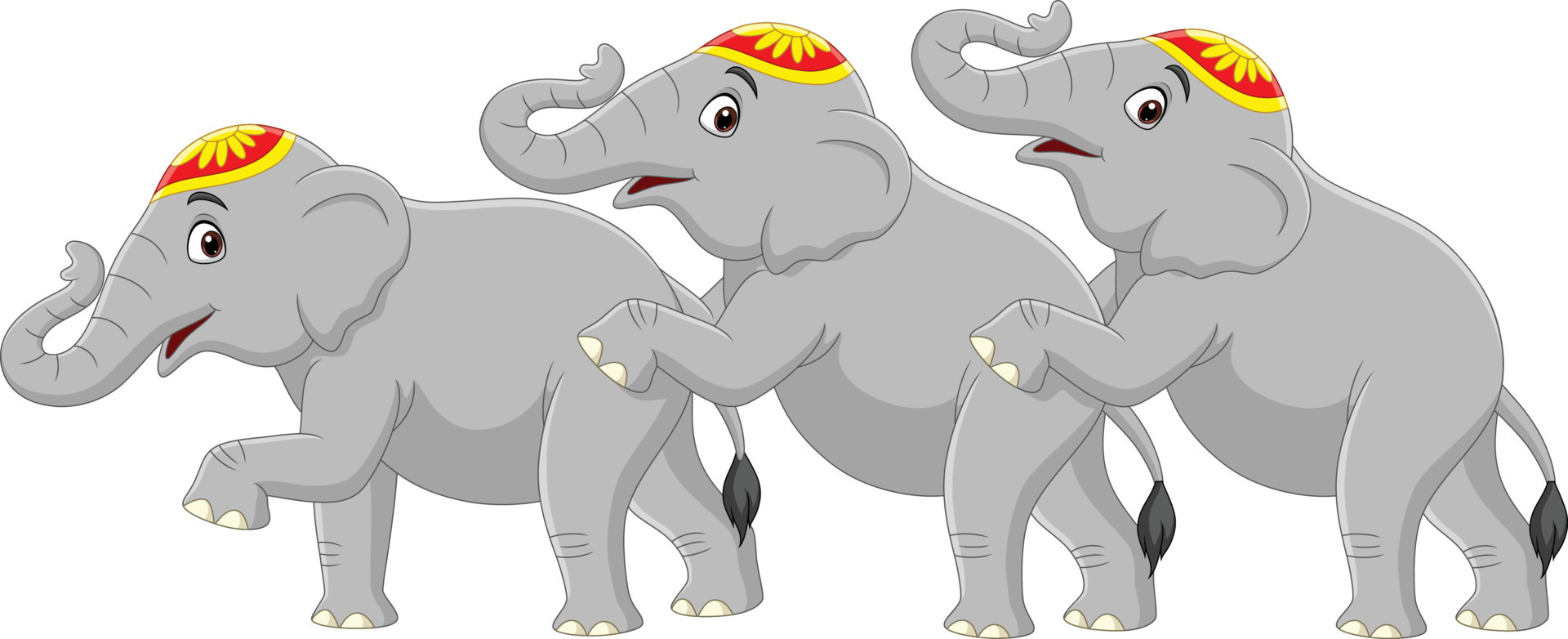 Three cute elephant circus cartoon 8734626 Vector Art at Vecteezy