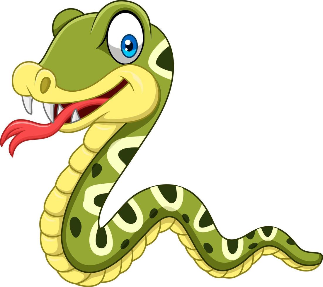 caricatura, feliz, serpiente, aislado, blanco, plano de fondo vector