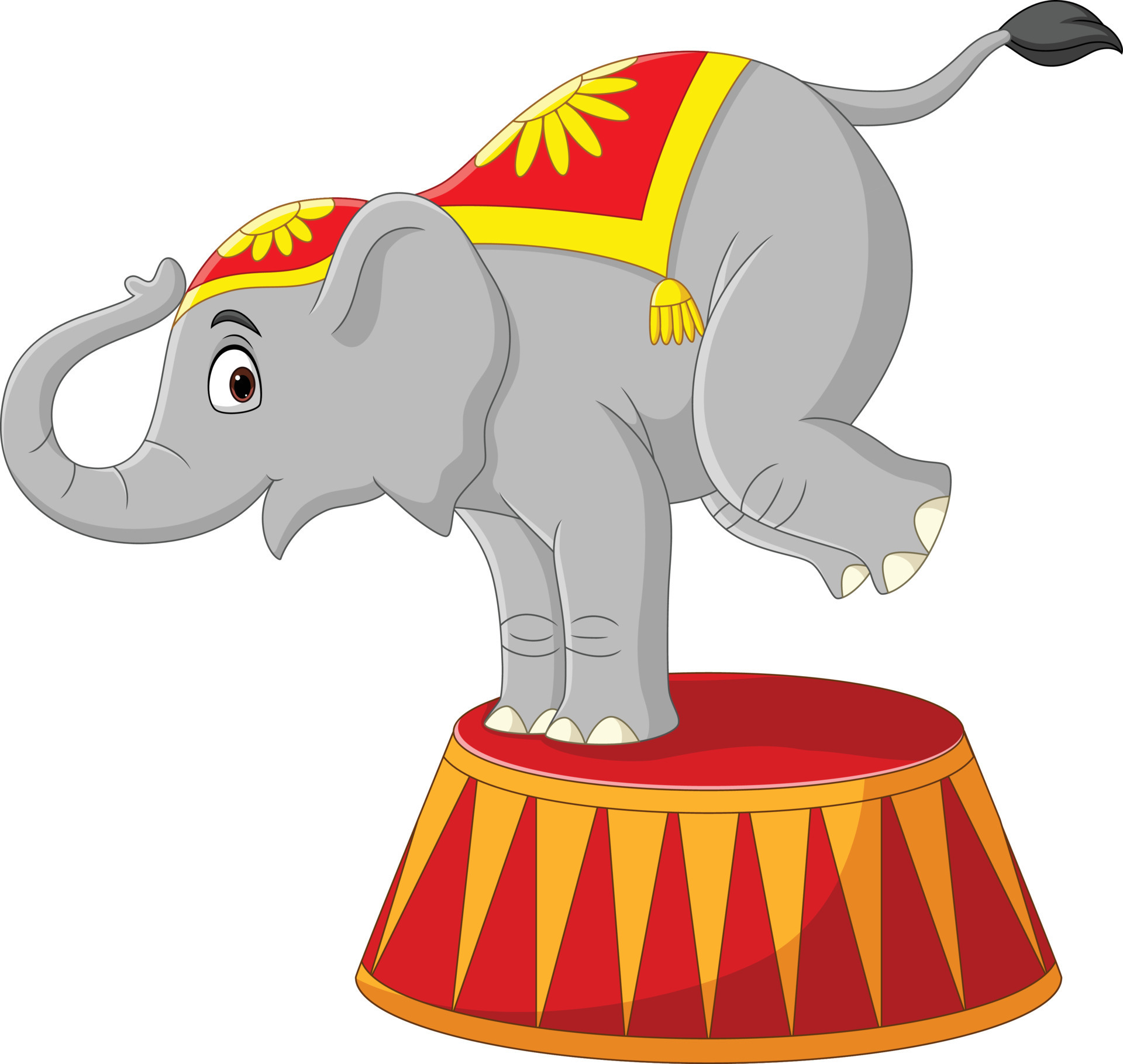 Cartoon funny circus elephant on podium 8734679 Vector Art at Vecteezy