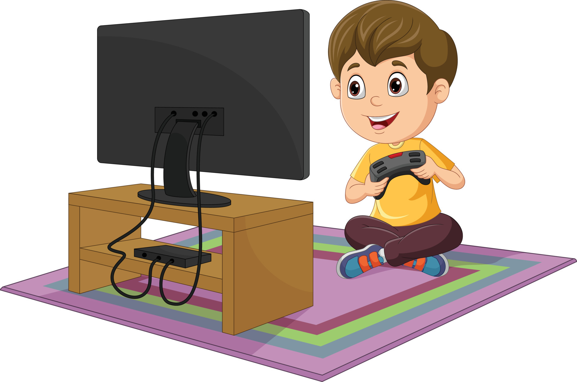 Cartoon little boy playing video game 8734680 Vector Art at Vecteezy