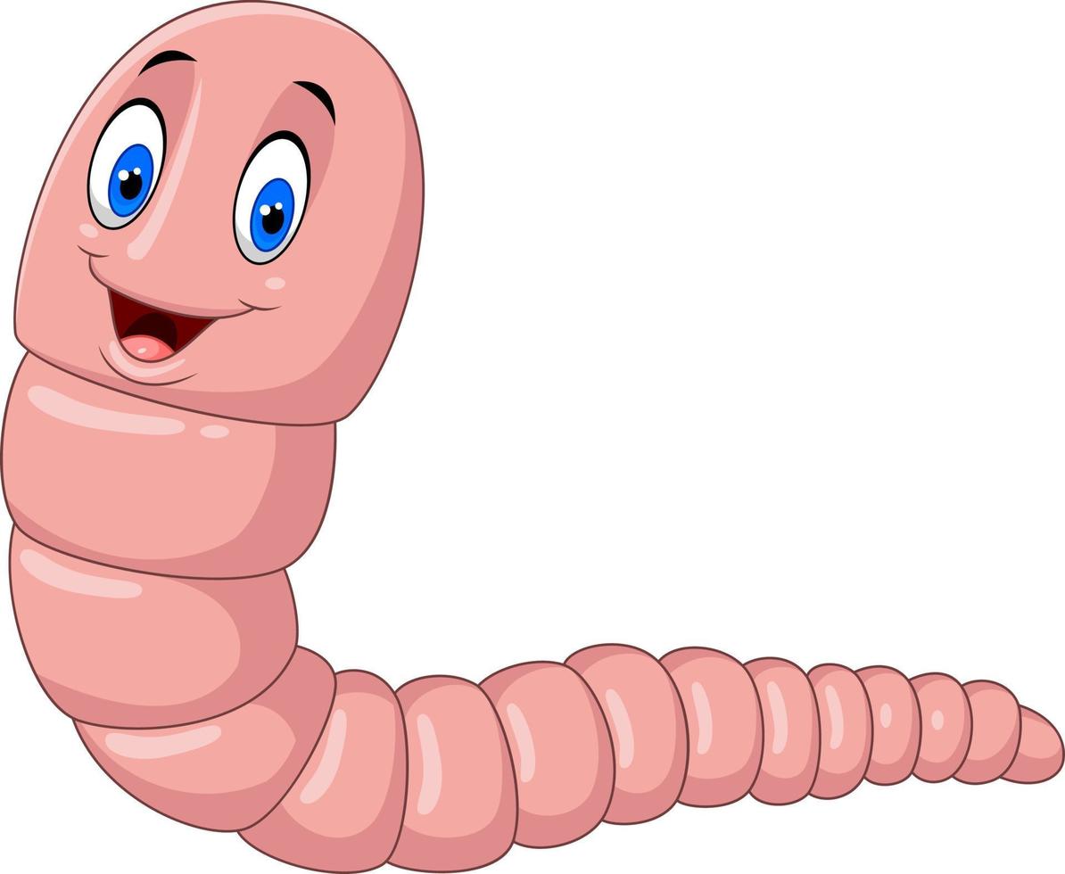 Cartoon happy earthworm isolated on white background vector