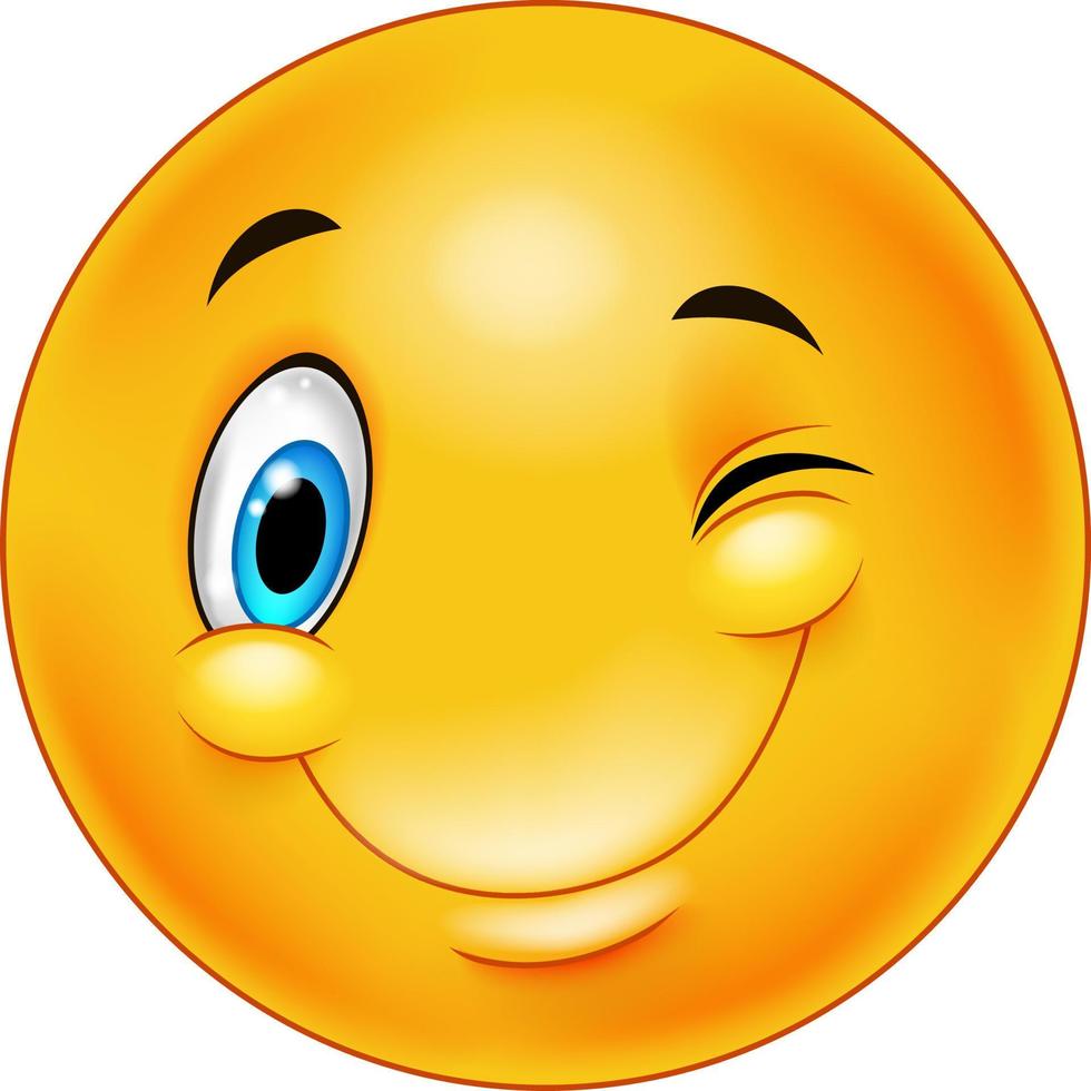 Cute smiling and winking emoticon vector