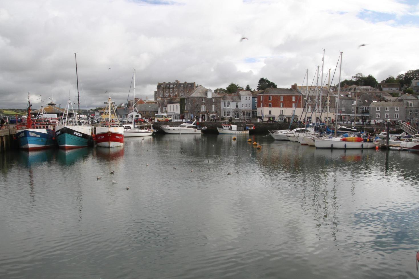 Padstow in Cornwall in August 2020. A view of Padstow Harbour showing all the fishing boats photo