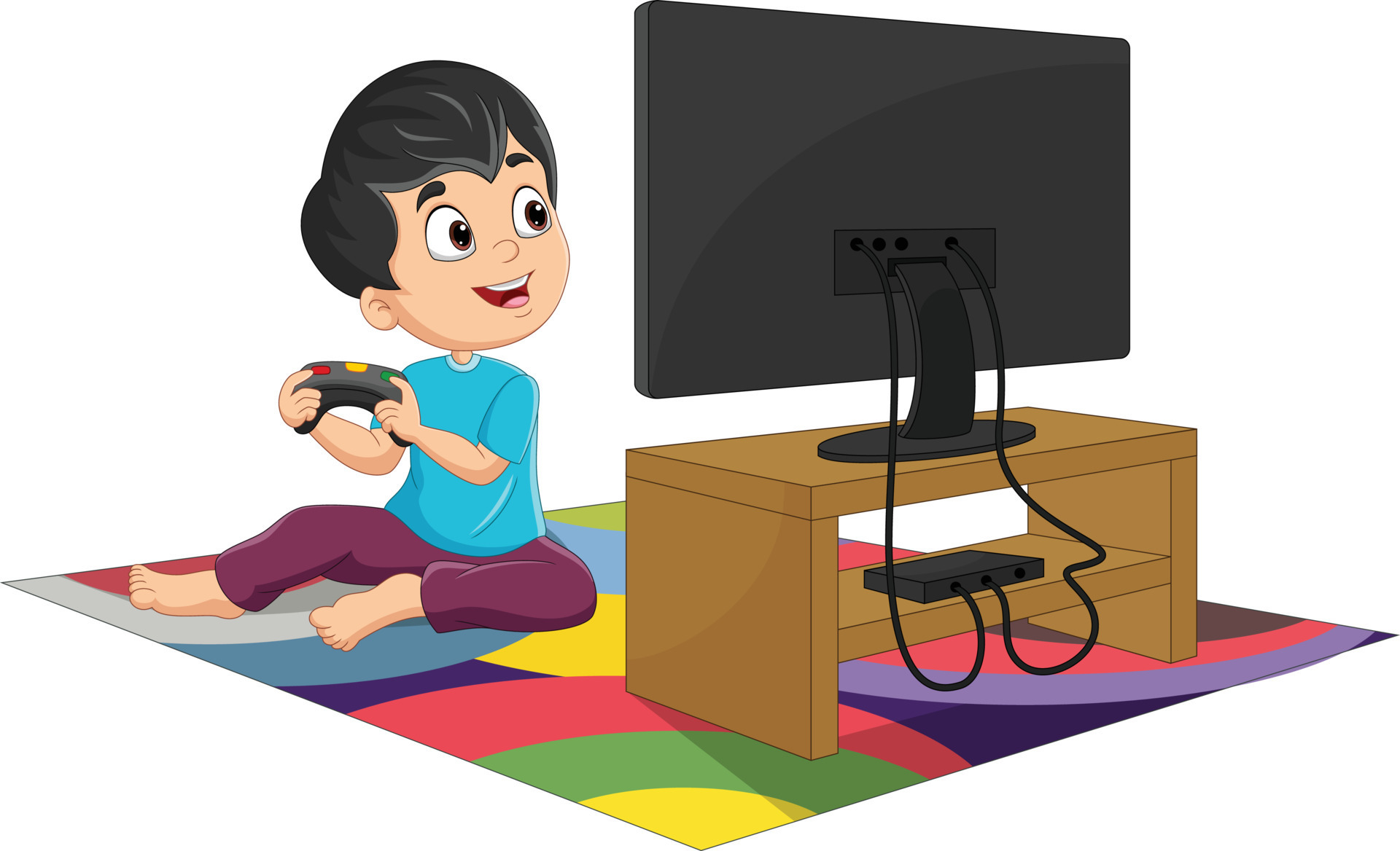 Cartoon little boy playing video game 8734789 Vector Art at Vecteezy