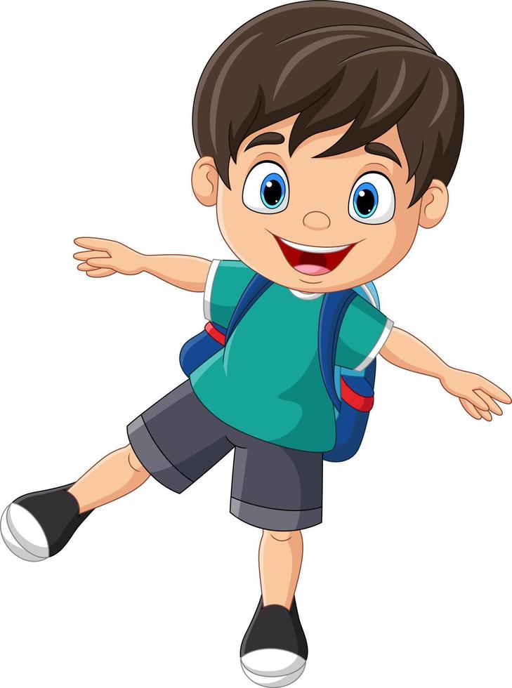 Cartoon happy school boy posing vector