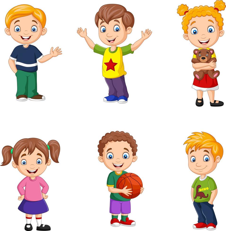 Happy little kids collection set vector