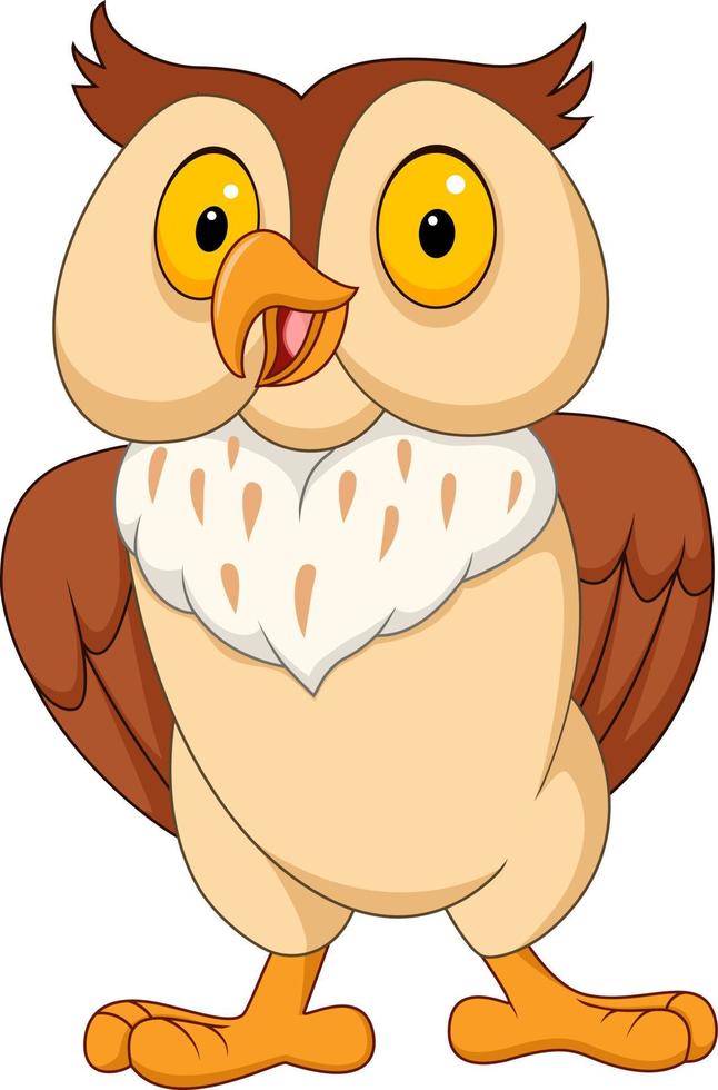 Cartoon funny owl isolated on white background vector