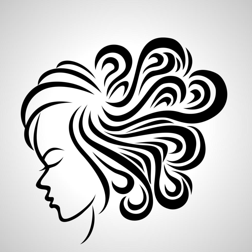 ilustración de icono de estilo de pelo largo de mujer vector