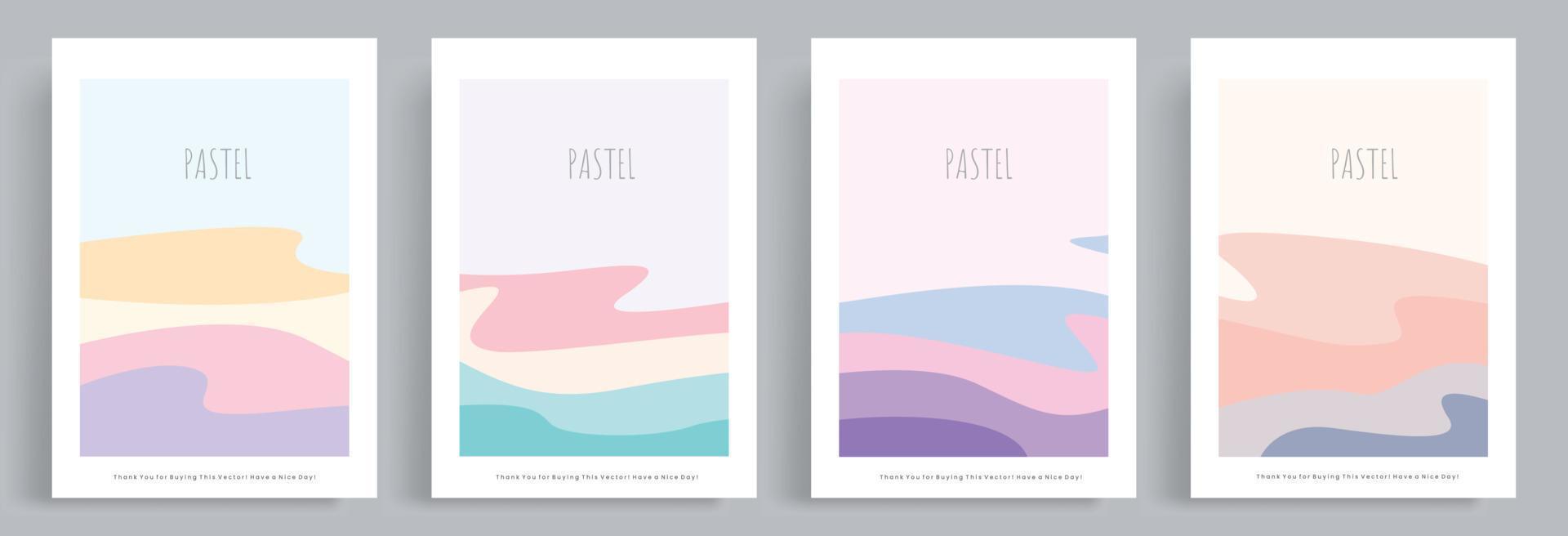 4 sets of minimalist contemporary pastel vector. Japanese style. iridescent color. fluid waves. Design for social media wallpaper, blog post template, card, poster, cover, decoration vector