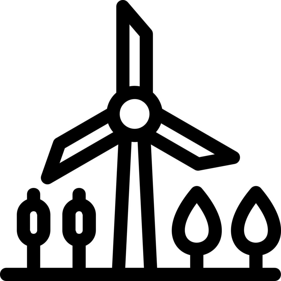 Windmill Landscape Line Icon vector