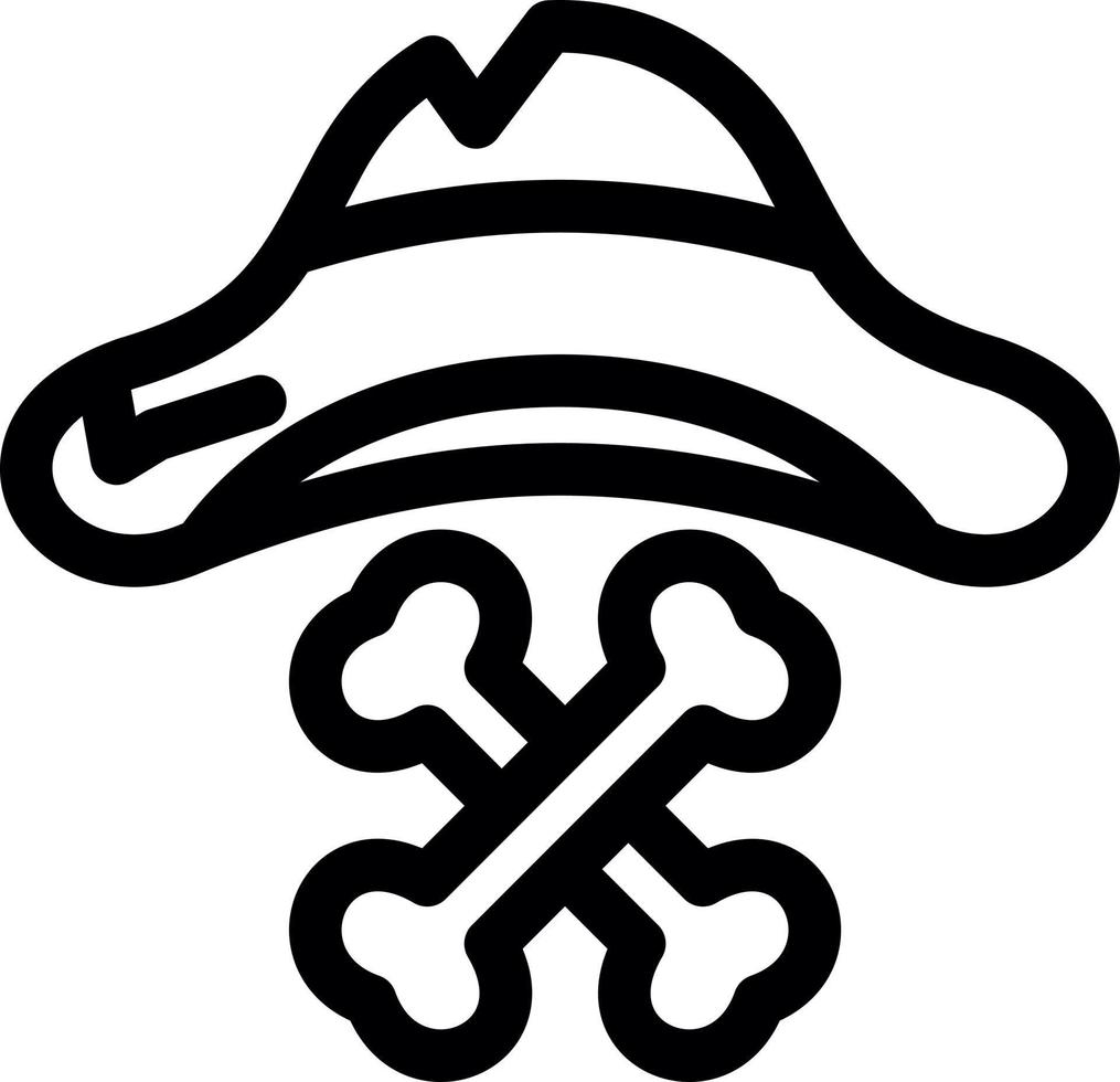 icono de línea de sombrero pirata vector