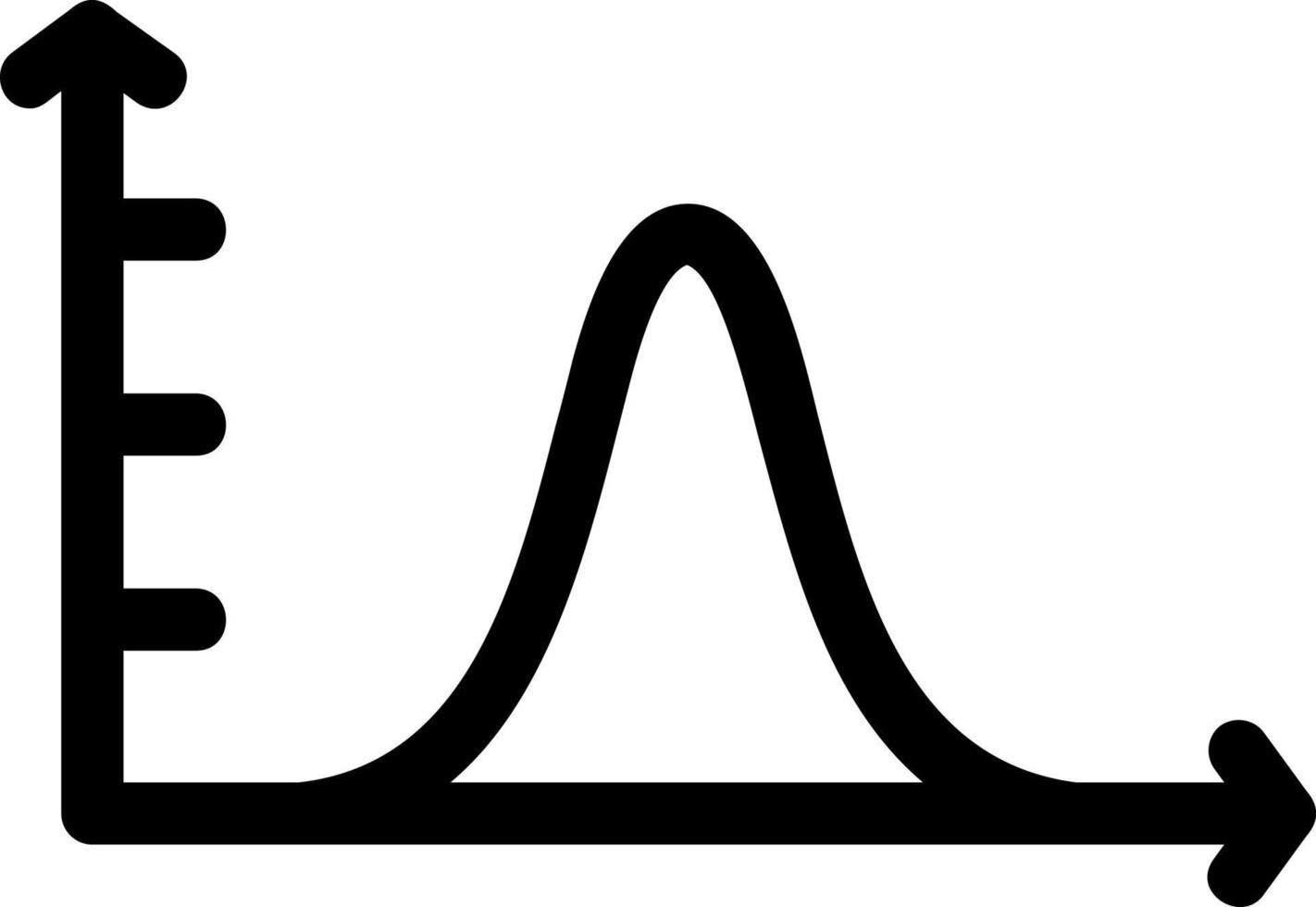 curva de campana en el icono de línea de gráfico vector