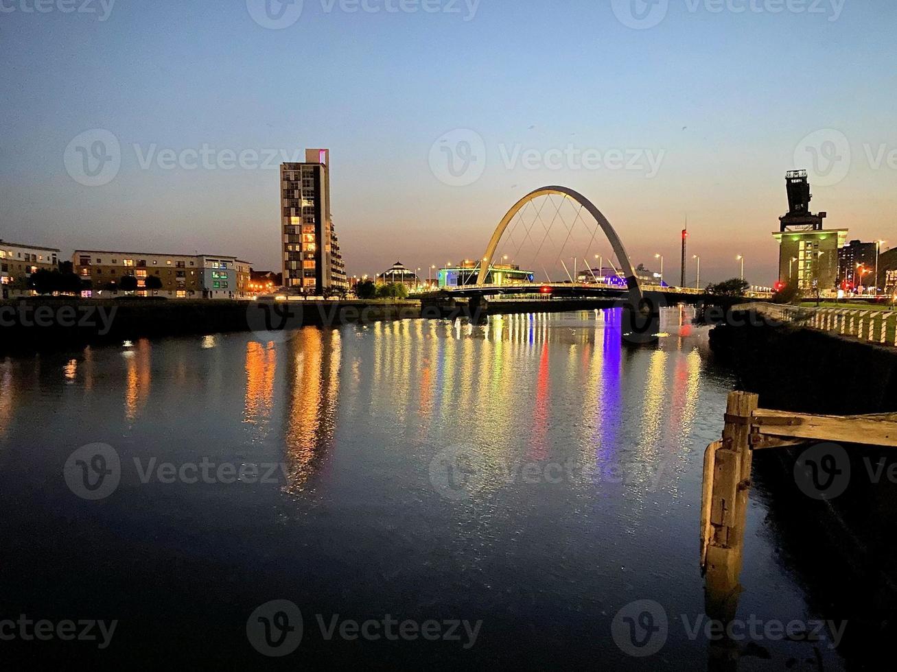 A view of Glasgow in Scotland at night photo